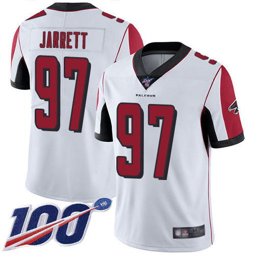 Atlanta Falcons Limited White Men Grady Jarrett Road Jersey NFL Football #97 100th Season Vapor Untouchable